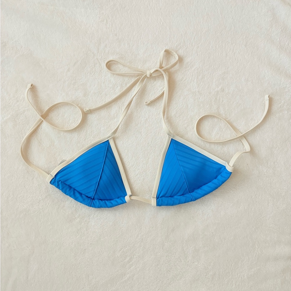 New! Aerie Blue and White Bikini Top